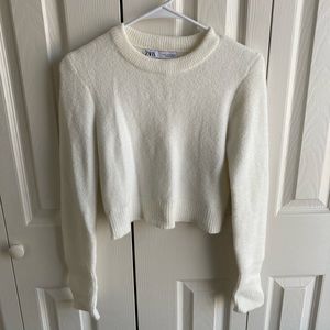 Cropped white sweater